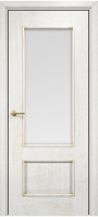 Дверь Марсель ПО (Эмаль белая/Патина золото/Сатинат белый)