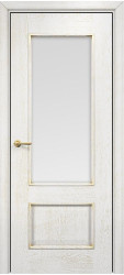 Межкомнатная дверь Марсель Остекленная (Эмаль белая/Патина золото/Сатинат белый) фабрики Оникс