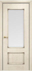 Межкомнатная дверь Марсель Остекленная (Эмаль слоновая кость/Патина коричневая/Сатинат белый) фабрики Оникс