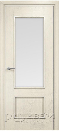 Межкомнатная дверь Марсель Остекленная (Эмаль слоновая кость/Патина серебро/Сатинат белый) фабрики Оникс