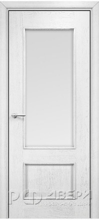 Межкомнатная дверь Марсель Остекленная (Эмаль белая/Патина серебро/Сатинат белый) фабрики Оникс