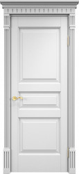 Межкомнатная дверь ОЛ 5 ПГ (Карниз/Белая эмаль)