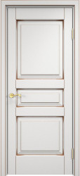 Межкомнатная дверь ОЛ 5 ПГ Плоский наличник (Белый грунт патина Орех)