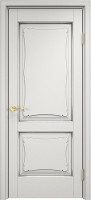 Дверь из массива ольхи ОЛ 6_2 ПГ (Белый грунт/Патина серебро с микрано)