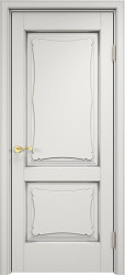 Межкомнатная дверь ОЛ 6_2 ПГ (Белый грунт патина Серебро с микрано)