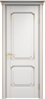 Дверь из массива ольхи ОЛ 7_2 ПГ Карниз (Белый грунт/патина Серебро)