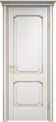 Межкомнатная дверь ОЛ 7_2 ПГ Карниз (Белый грунт патина Серебро)