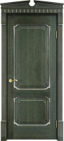 Дверь из массива ольхи ОЛ 7_2 ПГ (Малахит/Патина серебро с микрано)