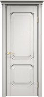 Дверь из массива ольхи ОЛ 7_2 ПГ Карниз (Белый грунт/Патина серебро с микрано)