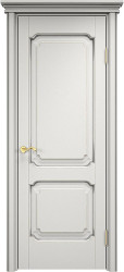 Межкомнатная дверь ОЛ 7_2 ПГ Карниз (Белый грунт патина Серебро с микрано)