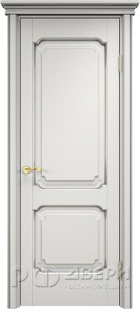 Межкомнатная дверь ОЛ 7_2 ПГ Карниз (Белый грунт патина Серебро с микрано)