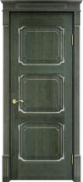 Дверь из массива ольхи ОЛ 7_3 ПГ (Малахит/Патина серебро с микрано)
