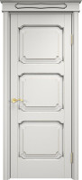 Дверь из массива ольхи ОЛ 7_3 ПГ Капитель волна (Белый грунт/Патина серебро с микрано)