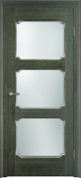 Дверь из массива ольхи ОЛ 7_3 ПО (Малахит/Патина серебро с микрано)
