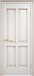 Межкомнатная дверь из массива ольхи ОЛ 15 ПГ (Белый грунт патина Золото)