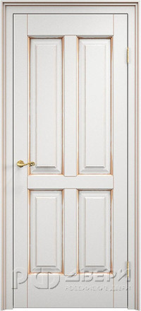 Межкомнатная дверь из массива ольхи ОЛ 15 ПГ (Белый грунт патина Золото)