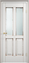 Межкомнатная дверь из массива ольхи ОЛ 15 ПО (Белый грунт патина Орех)