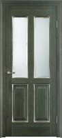 Дверь из массива ольхи ОЛ 15 ПО (Малахит/Патина серебро с микрано)