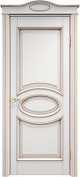 Дверь из массива ольхи ОЛ 26 ПГ Капитель романтика (Белый грунт/патина Золото)