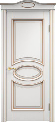 Межкомнатная дверь ОЛ 26 ПГ Капитель романтика (Белый грунт патина Золото)