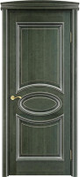 Дверь из массива ольхи ОЛ 26 ПГ (Малахит/Патина серебро с микрано)