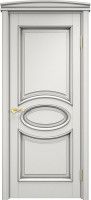 Дверь из массива ольхи ОЛ 26 ПГ Капитель (Белый грунт патина Серебро с микрано)