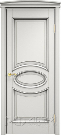 Межкомнатная дверь из массива ольхи ОЛ 26 ПГ Капитель (Белый грунт патина Серебро с микрано)