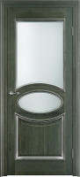 Дверь из массива ольхи ОЛ 26 ПО (Малахит/Патина серебро с микрано)