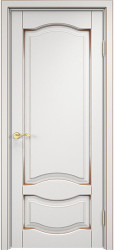 Межкомнатная дверь ОЛ 33 ПГ Капитель романтика (Белый грунт патина Орех)
