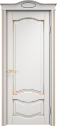 Межкомнатная дверь ОЛ 33 ПГ Капитель романтика (Белый грунт патина Золото)