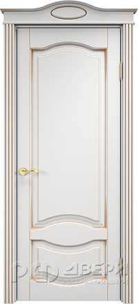 Межкомнатная дверь ОЛ 33 ПГ Капитель романтика (Белый грунт патина Золото)