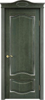 Дверь из массива ольхи ОЛ 33 ПГ (Малахит/Патина серебро с микрано)