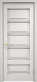Дверь из массива ольхи ОЛ 44 ПГ (Белый грунт/Патина серебро с микрано) Мини фото #0