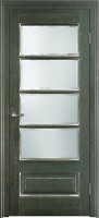 Дверь из массива ольхи ОЛ 44 ПО (Малахит/Патина серебро с микрано)