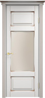 Дверь из массива ольхи ОЛ 55 ПО Бронзовое с фацетом (Белый грунт/патина Орех)