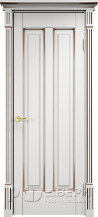Межкомнатная дверь ОЛ 102 ПГ Карниз (Белый грунт патина Орех)