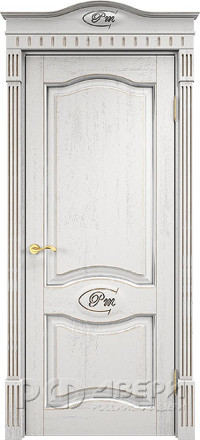 Межкомнатная дверь из массива дуба Д3 ПГ (Белый грунт с патиной Серебро с микрано)