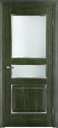 Межкомнатная дверь из массива дуба Д5 ПО (Малахит патина Серебро с микрано)