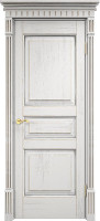 Дверь из массива дуба Д5 ПГ (Белый грунт/Патина серебро с микрано)