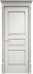 Межкомнатная дверь Д5 ПГ (Белый грунт с патиной Серебро с микрано)