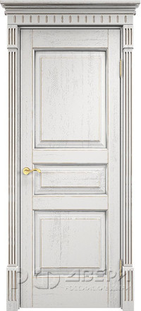 Межкомнатная дверь Д5 ПГ (Белый грунт с патиной Серебро с микрано)