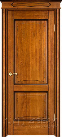 Межкомнатная дверь из массива дуба Д6-2 ПГ (Медовый с патиной Орех)