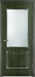 Межкомнатная дверь из массива дуба Д6-2 ПО (Малахит патина Серебро с микрано)