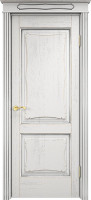 Дверь из массива дуба Д6-2 ПГ (Белый грунт/Патина серебро с микрано)