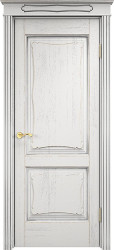 Межкомнатная дверь Д6-2 ПГ (Белый грунт с патиной Серебро с микрано)