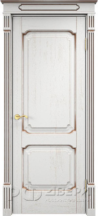 Межкомнатная дверь Д7-2 ПГ (Белый грунт с патиной Орех)