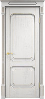 Дверь из массива дуба Д7-2 ПГ (Белый грунт/Патина серебро с микрано)