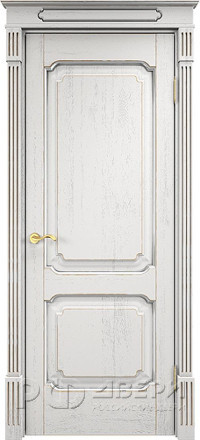 Межкомнатная дверь Д7-2 ПГ (Белый грунт с патиной Серебро с микрано)