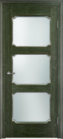 Дверь из массива дуба Д7-3 ПО (Малахит/Патина серебро с микрано)