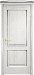 Межкомнатная дверь из массива дуба Д13 ПГ (Белый грунт с патиной Серебро с микрано)